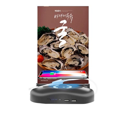 premium gift advertisement acrylic display LED light up AD display 3 in 1 wireless charger power bank