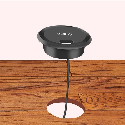 Furniture accessories table mountable desktop embedded wireless charger 5W 10W with usb port